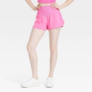 Women's High-Rise Seamless Waistband Woven Shorts 2.5" Pink XXL NWT